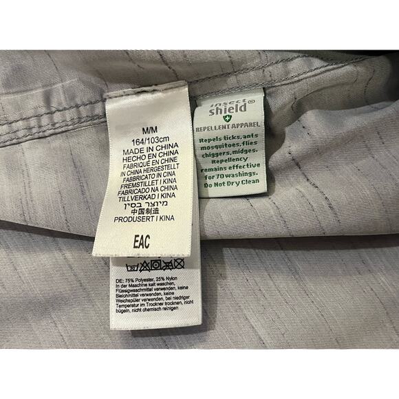 Exofficio Gray Long Sleeve INSECT SHIELD BugsAway Hiking Shirt M Medium EUC - Picture 2 of 4